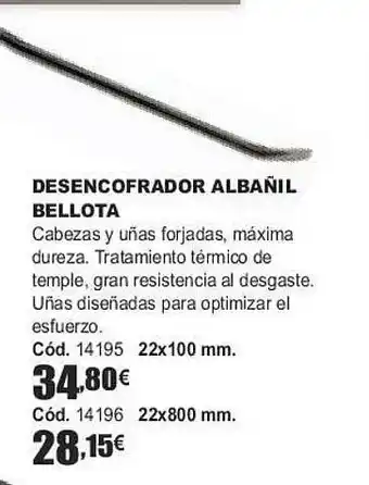 Ferrcash Desencorfrador albañil bellota oferta