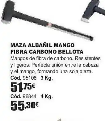 Ferrcash Maza albañil mango fibra carbon bellota oferta