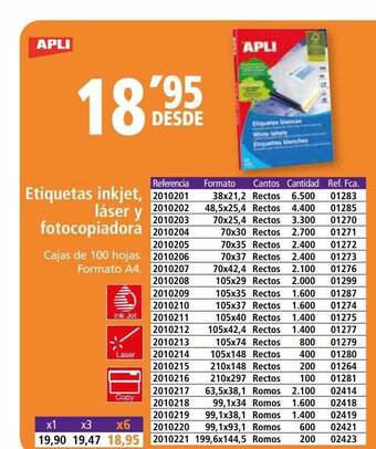 Folder Etiquetas inkjet, láser y fotocopiadora oferta