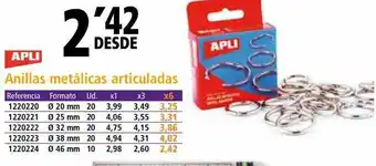 Folder Anillas metálicas articuladas apli oferta
