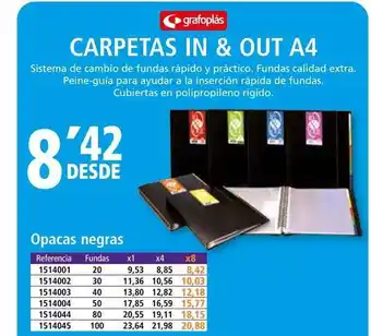 Folder Carpetas in & out a4 opacas negras grafoplás oferta