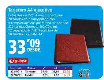 Folder Tarjetero a4 ejecutivo grafoplás oferta