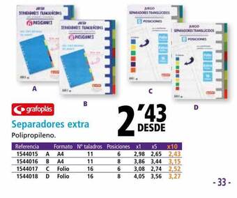 Folder Grafoplás separadores extra oferta