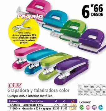 Folder Novus grapadora y taladradora color oferta