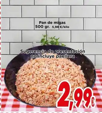 Supermercados Piedra Pan de migas oferta