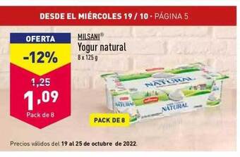 ALDI Milsani yogur natural oferta