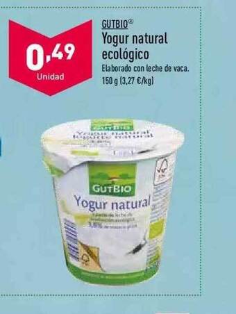 ALDI Gutbio yogur natural ecológico oferta