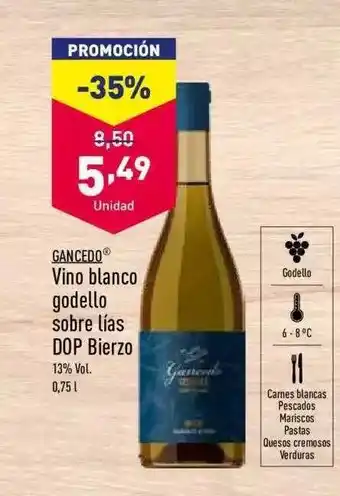 ALDI Gancedo vino blanco godello sobre lías dop bierzo oferta