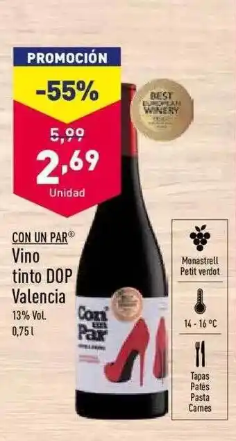 ALDI Con un par vino tinto dop valencia oferta