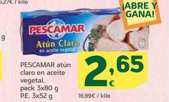 HiperDino Pescamar atún claro en aceite vegetal oferta