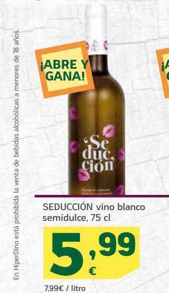 HiperDino Seducción vino blanco semidulce oferta