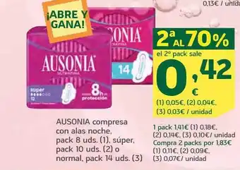 HiperDino 2a al 70% ausonia compresa con alas noche, súper o normal oferta