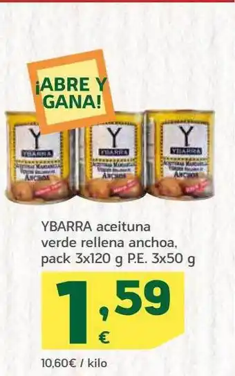 HiperDino Ybarra aceituna verde rellena anchoa oferta