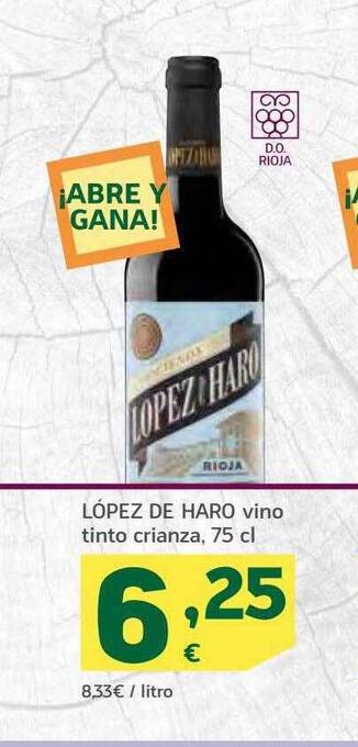 HiperDino López de haro vino tinto crianza oferta