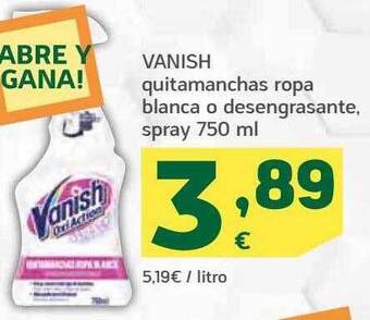 HiperDino Vanish quitamanchas ropa blanca o desengrasante spray oferta