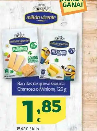 HiperDino Barritas de queso gouda cremoso o minions oferta