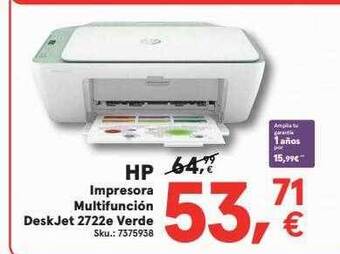 Worten Hp impresora multifunción deskjet 2722e verde oferta