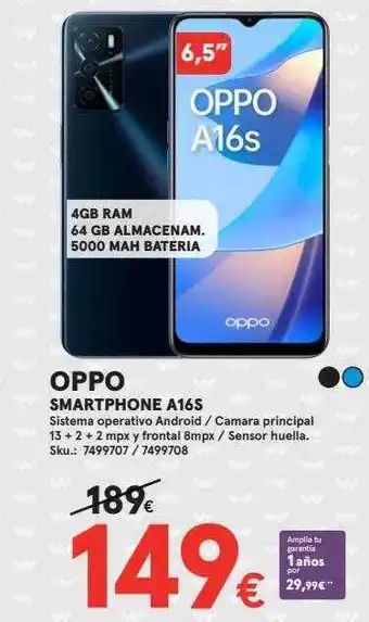 Worten Oppo smartphone a16s oferta