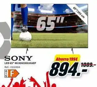 MediaMarkt Sony led 65" 4k kd65x81kaep ref: 1532484 f 65 65"/165 cm ahorro 195€ 894.2009 oferta