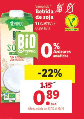Lidl Bebida de soja oferta