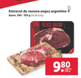 Lidl Entrecot de vacuno angus argentino oferta