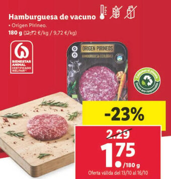 Lidl Hamburguesa de vacuno oferta