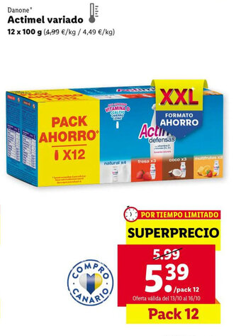 Lidl Danone Actimel variado oferta