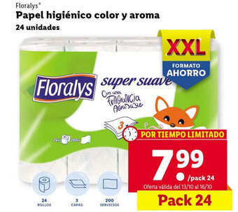 Lidl Floralys Papel Higiénico color y aroma oferta