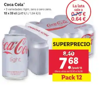 Lidl Coca Cola 12 x 33 cl. oferta