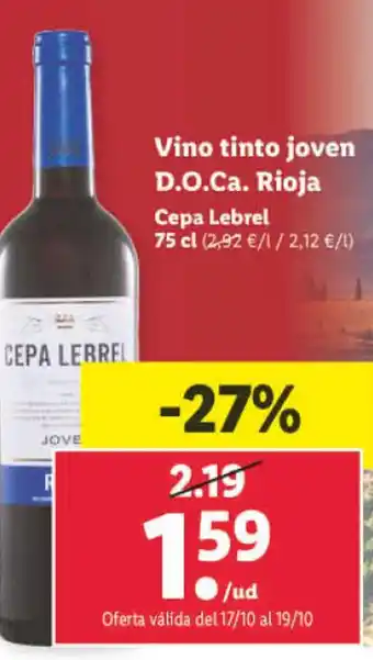 Lidl Vino Tinto Joven D.O.Ca Rioja 75 cl. oferta