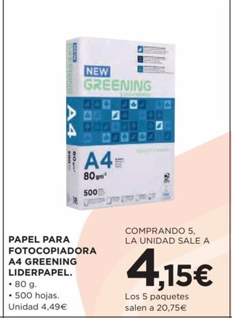 Hipercor Papel Para Fotocopiadora A4 Greening Liderpapel oferta