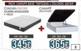 Atrapamuebles Pack canape base tapizada + colchon qatar oferta