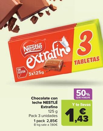 Carrefour Chocolate con leche nestlé extrafino oferta