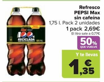 Carrefour Refresco pepsi max sin cafeína oferta