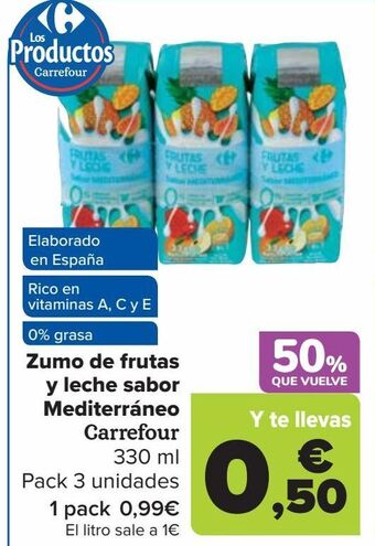 Carrefour Zumo de frutas y leche sabor mediterráneo carrefour oferta