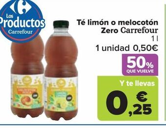 Carrefour Té limón o melocotón zero carrefour oferta