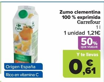 Carrefour Zumo clementina 100% exprimida carrefour oferta