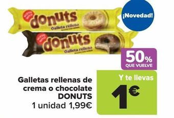 Carrefour Galletas rellenas de crema o chocolate donuts oferta