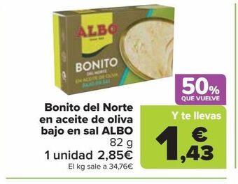 Carrefour Bonito del norte en aceite de oliva bajo en sal albo oferta