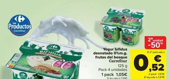 Carrefour Yogur bífidus desnatado 0%m.g. frutas del bosque carrefour oferta