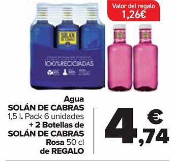 Carrefour Agua solán de cabras + 2 botellas de solán de cabras rosa de regalo oferta