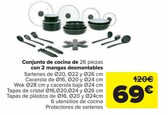 Carrefour Conjunto de cocina de 26 piezas con 2 mangos desmontables oferta