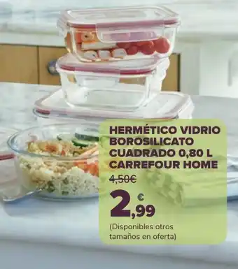 Carrefour Hermético vidrio borosilicato cuadrado 0,80 l carrefour home oferta