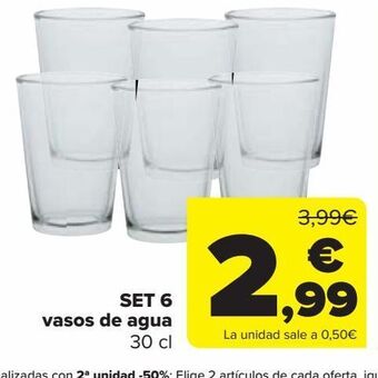 Carrefour Set 6 vasos de agua oferta