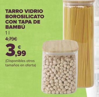 Carrefour Tarro vidrio borosilicato con tapa de bambú oferta
