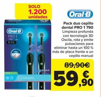 Carrefour Pack duo cepillo dental pro 1 790 oral b oferta
