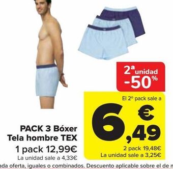 Carrefour Pack 3 bóxer tela hombre tex oferta