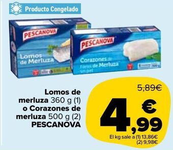Carrefour Market Lomos de merluza o corazones de merluza pescanova oferta