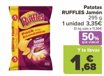 Carrefour Patatas ruffles jamón oferta