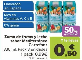 Carrefour Zumo de frutas y leche sabor mediterráneo carrefour oferta